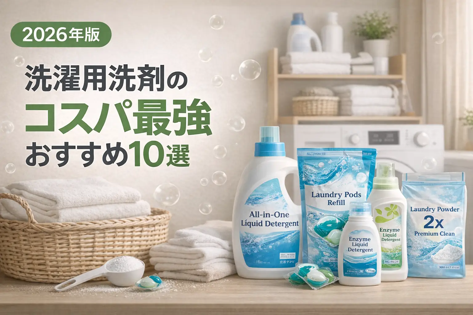 洗濯用洗剤のコスパ最強おすすめ10選｜1回あたりの価格で徹底比較【2026年版】