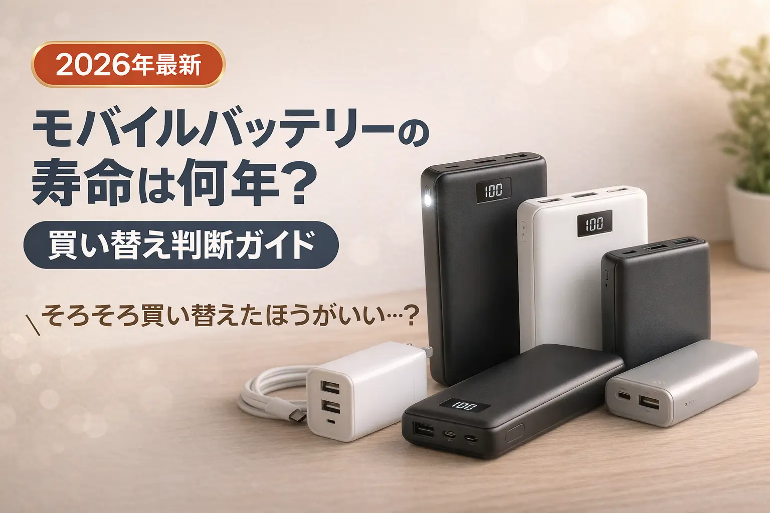 【2026年最新】モバイルバッテリーの寿命は何年？買い替え判断ガイド