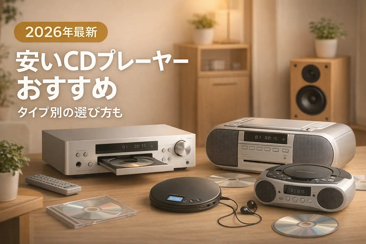 【2026年最新】安いCDプレーヤーおすすめ｜タイプ別の選び方も
