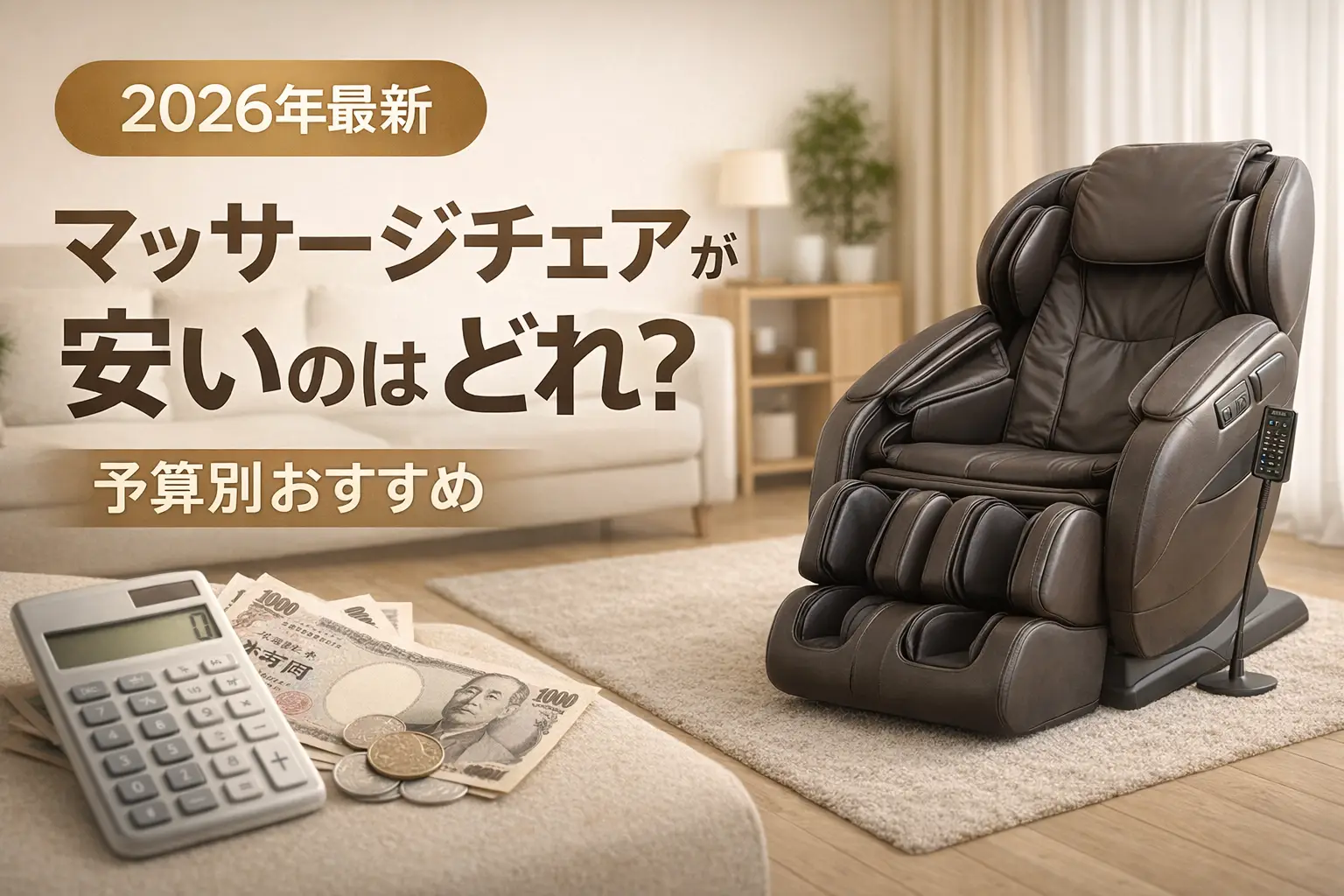 【2026年最新】マッサージチェアが安いのはどれ？予算別おすすめ