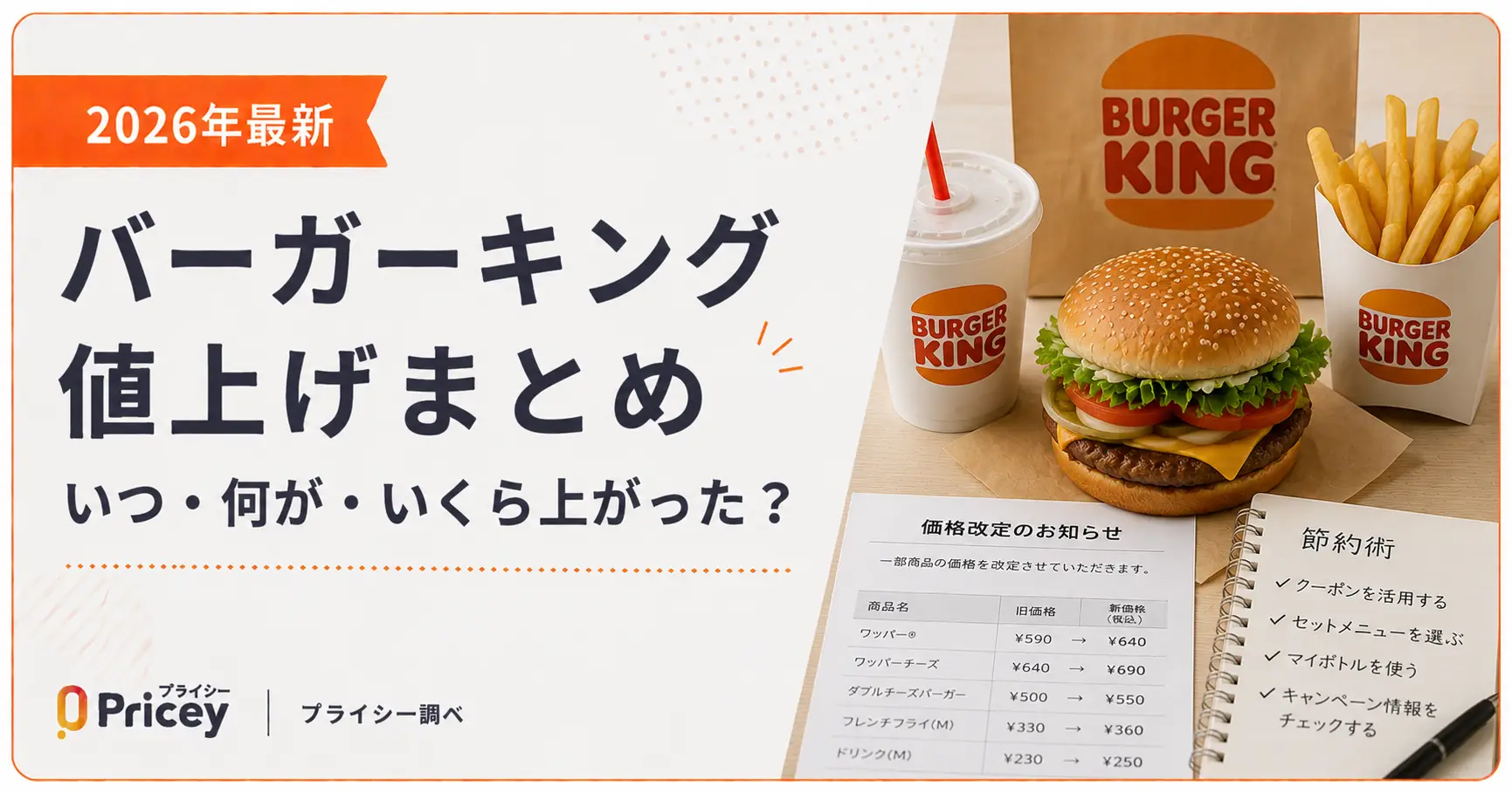 【2026年最新】バーガーキング値上げまとめ｜いつ・何が・いくら上がった？