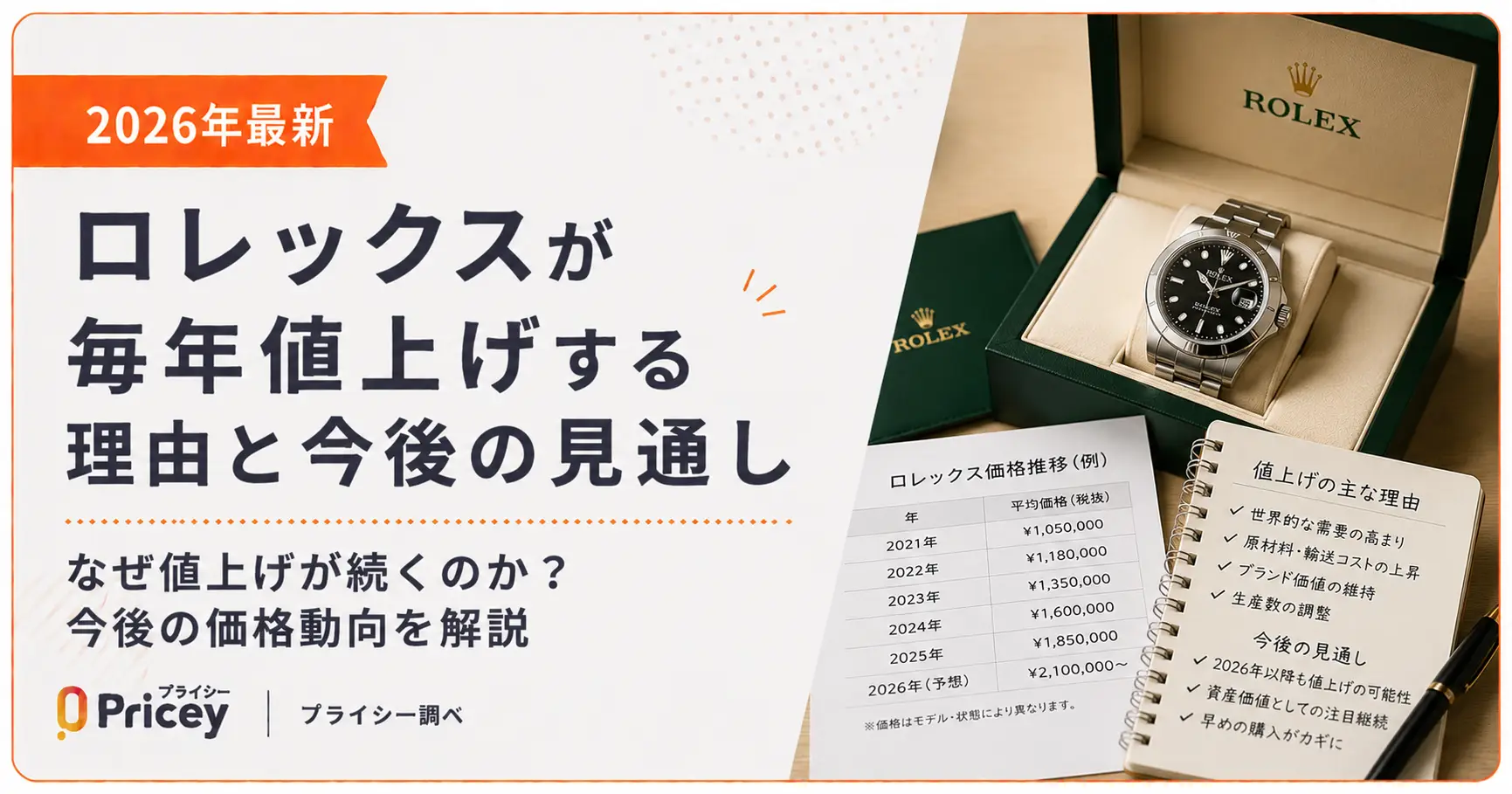 【2026年最新】ロレックスが毎年値上げする理由と今後の見通し