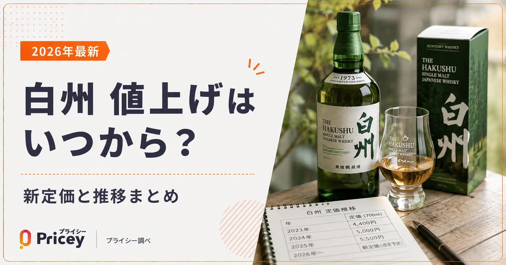 2026年最新】白州 値上げはいつから？新定価と推移まとめ | プライシー