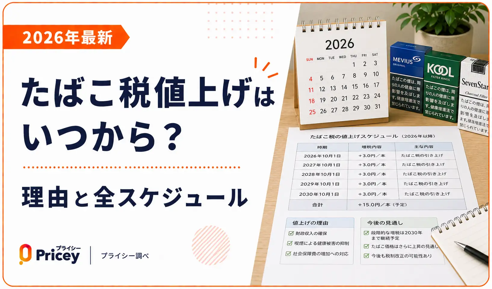 【2026年最新】たばこ税値上げはいつから？理由と全スケジュール